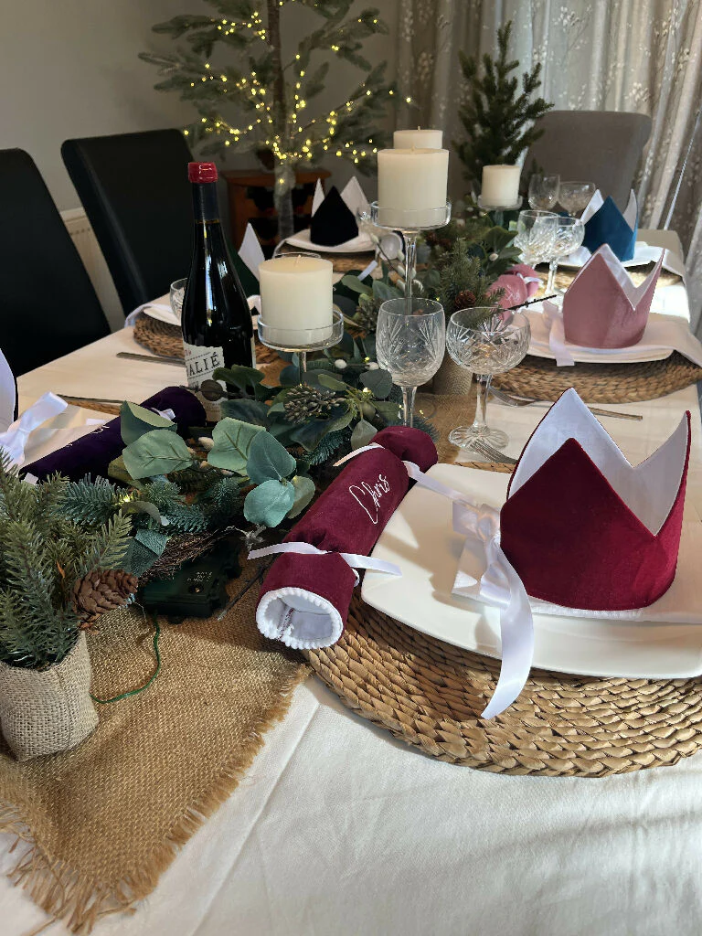 Personalised Velvet Christmas Crackers: Eco-Friendly Reusable Fabric - 9 colour options - Image 5