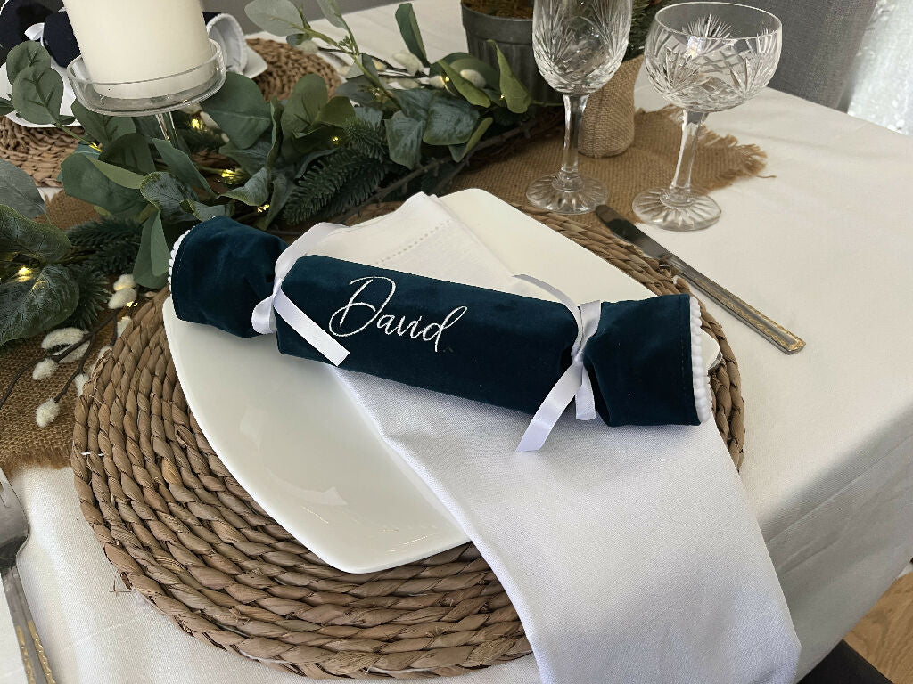 Personalised Velvet Christmas Crackers: Eco-Friendly Reusable Fabric - 9 colour options - Image 7