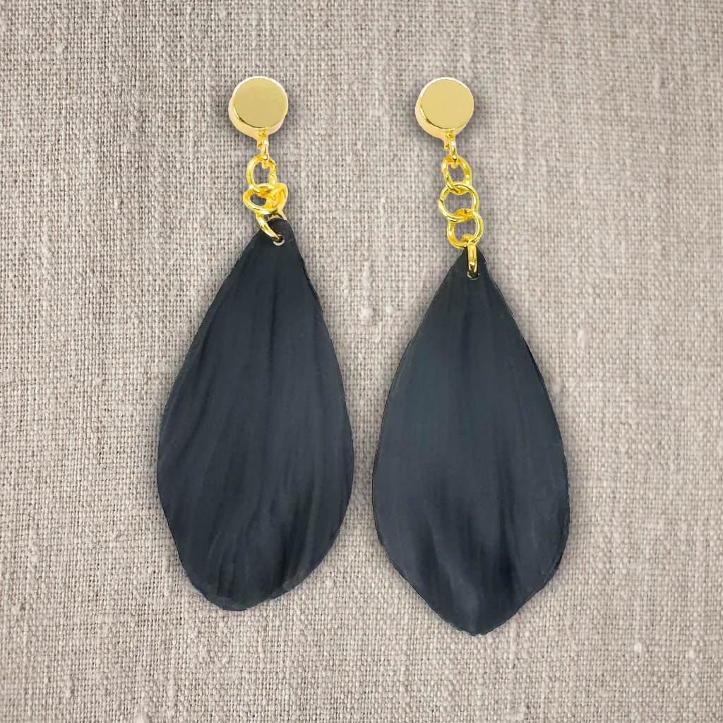 Petal | Black | Drop Earrings