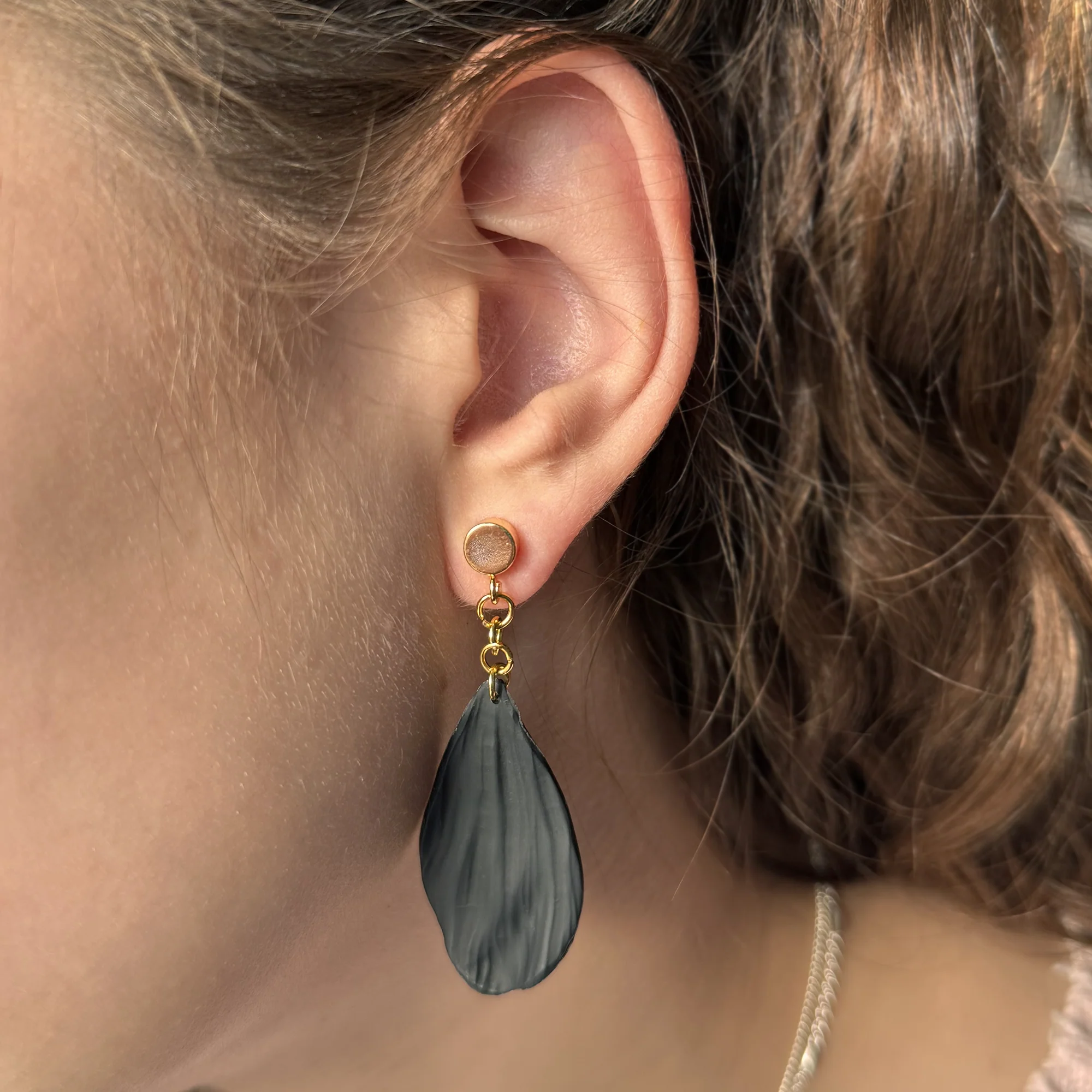 Petal | Black | Drop Earrings - Image 2