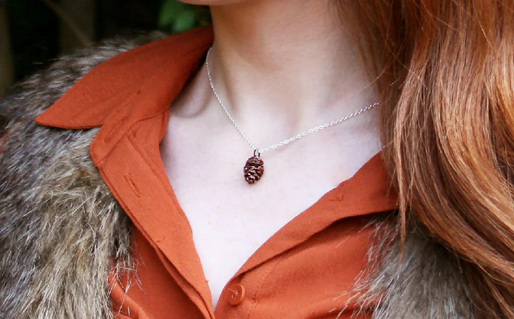 Pink Bronze Pinecone Necklace - Image 4