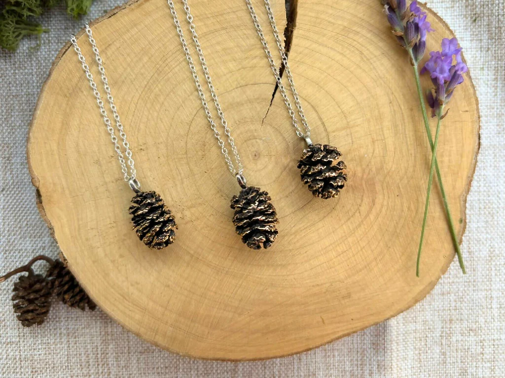 Pink Bronze Pinecone Necklace - Image 5