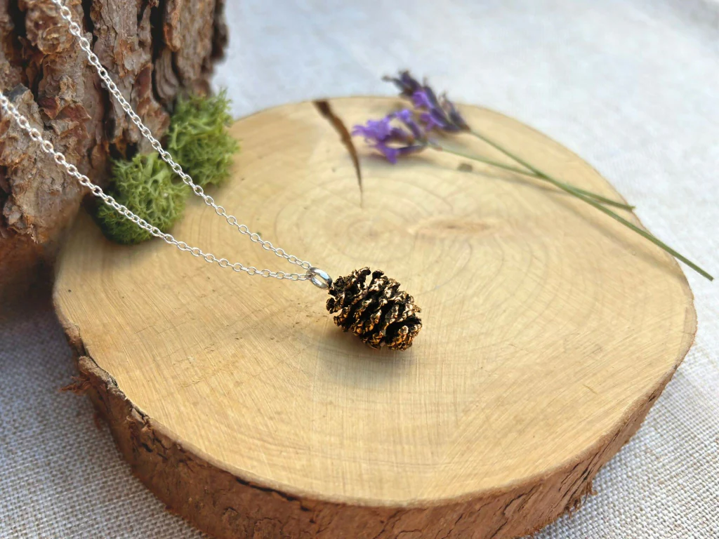 Pink Bronze Pinecone Necklace - Image 6