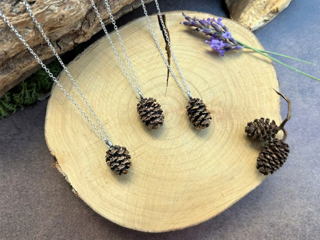 Pink Bronze Pinecone Necklace - Image 8