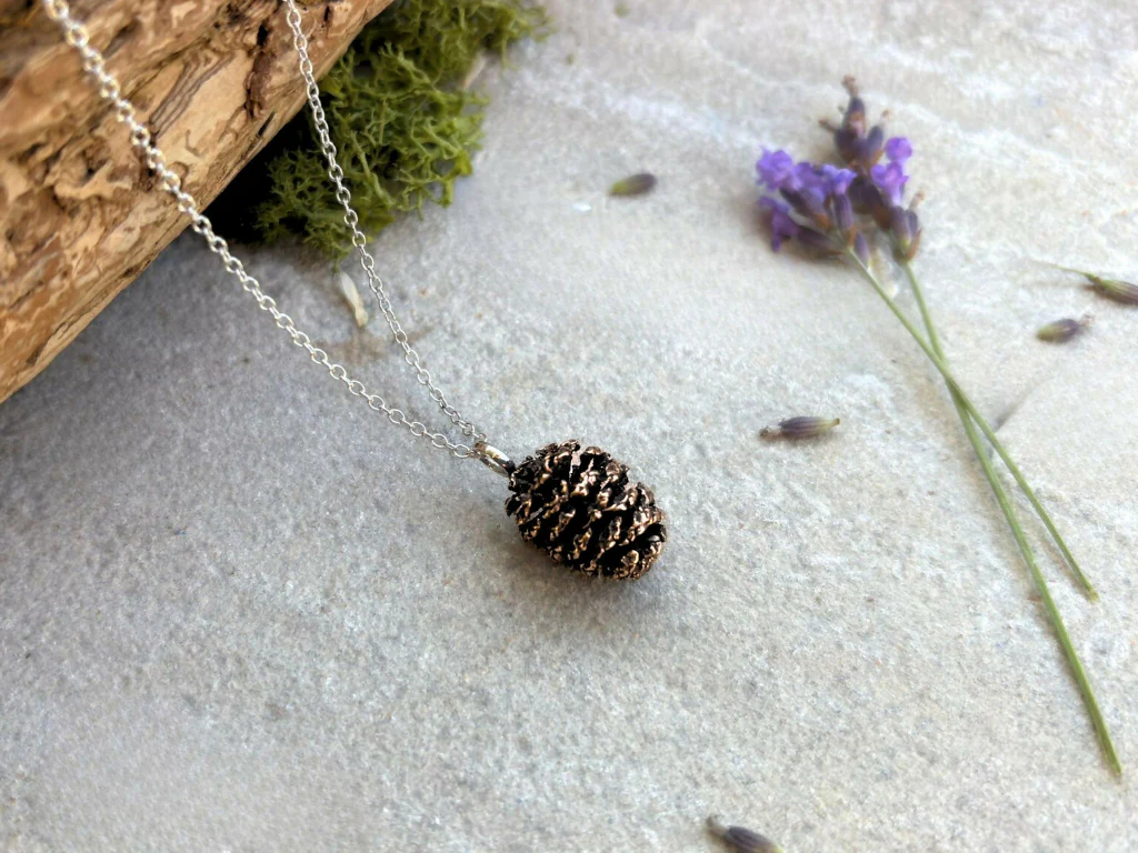 Pink Bronze Pinecone Necklace - Image 9
