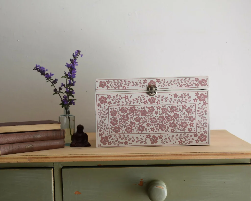 Pink Decorative Floral Wooden Keepsake Box - Image 3