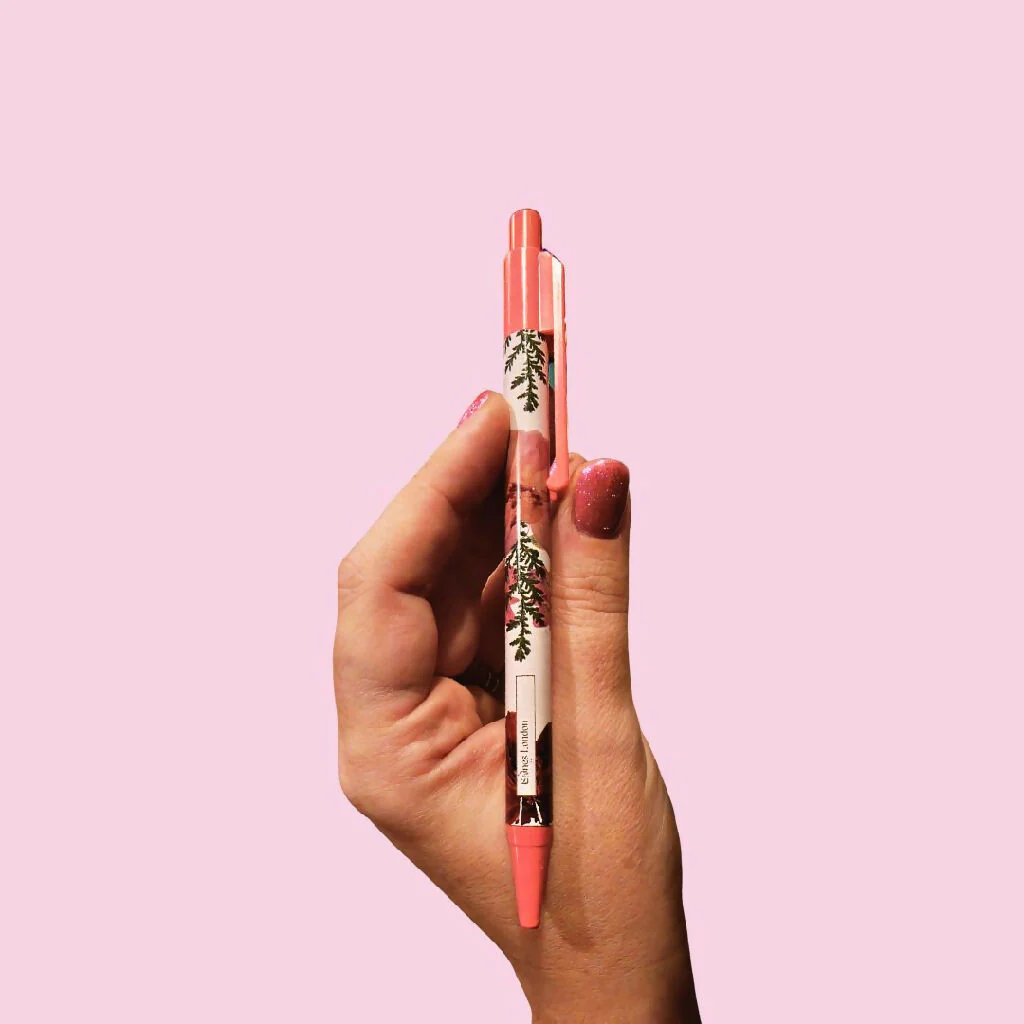 Pink wednesdays stationery set: notebook, luggage tag and pen - Image 3