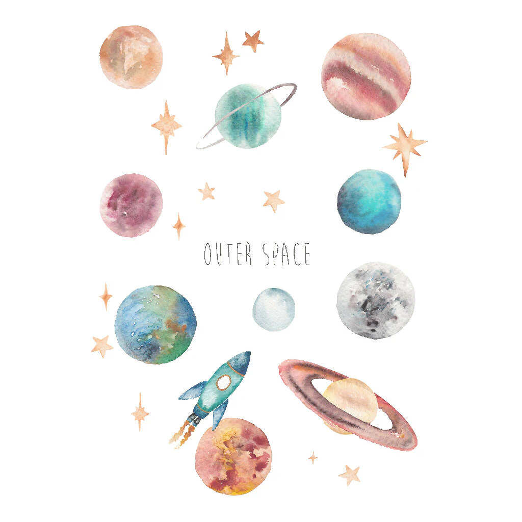 Planets Solar System Watercolour Art Print - Image 2