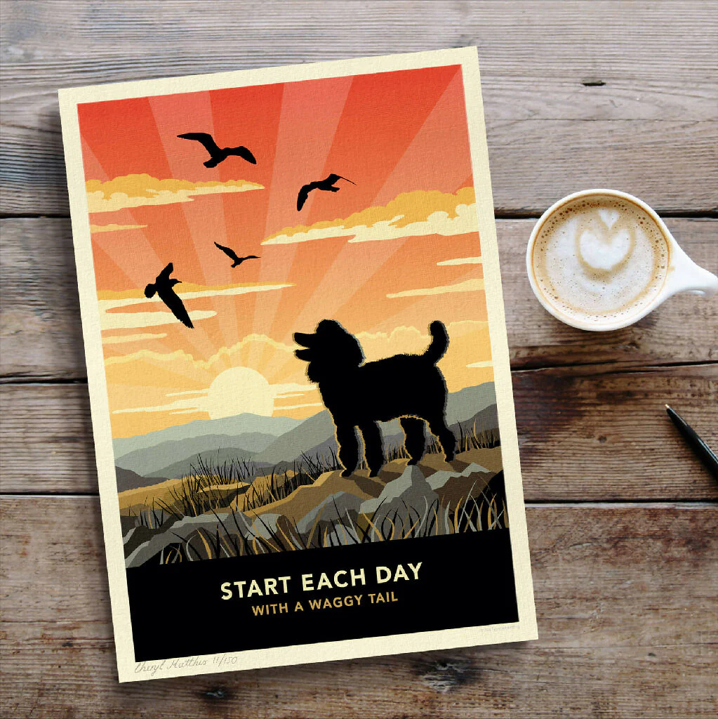 POODLE ‘WAGGY TAILS’ LIMITED EDITION ART PRINT - Image 6