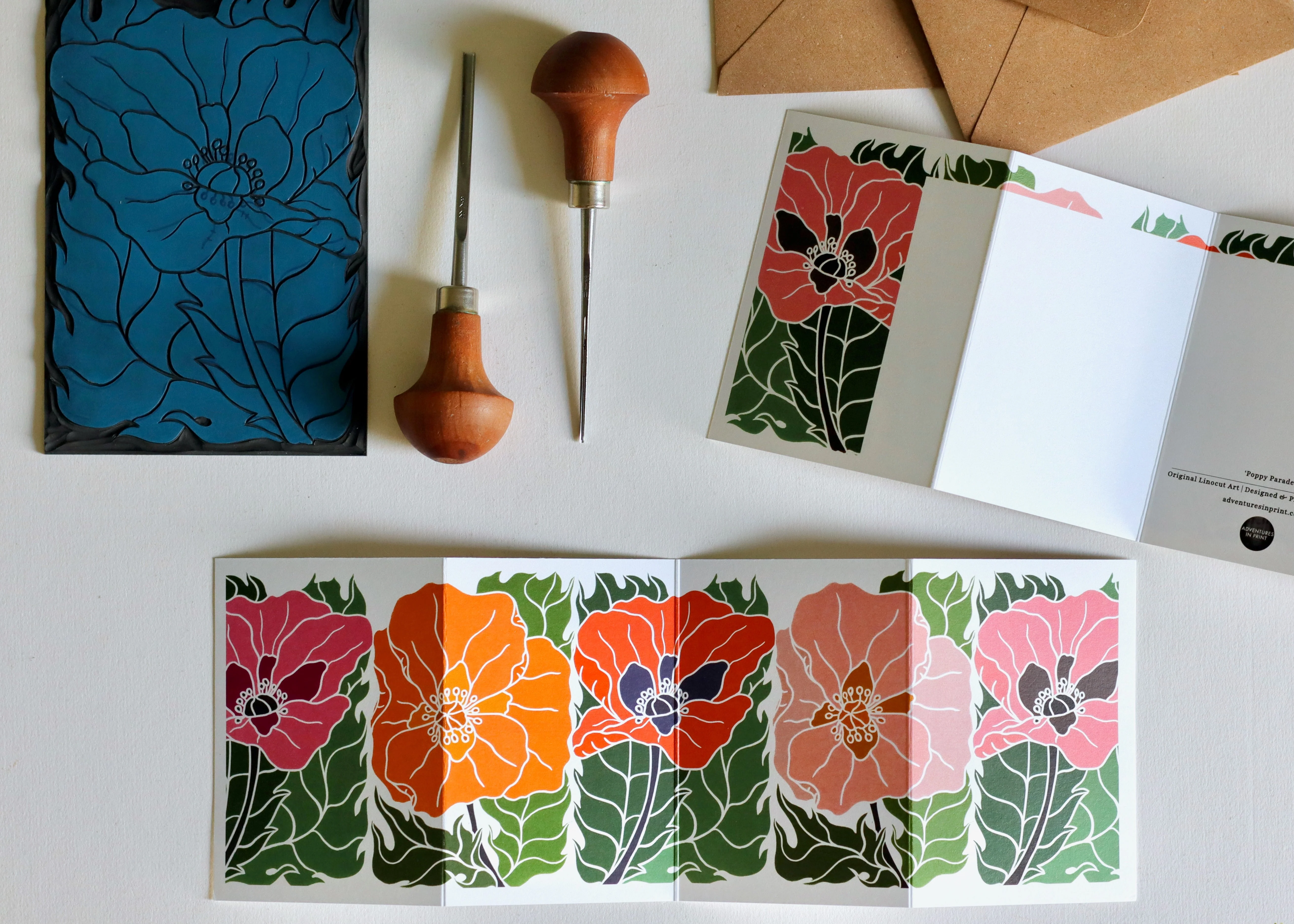 Poppy Parade Garland Card | Single Card & Envelope - Image 3