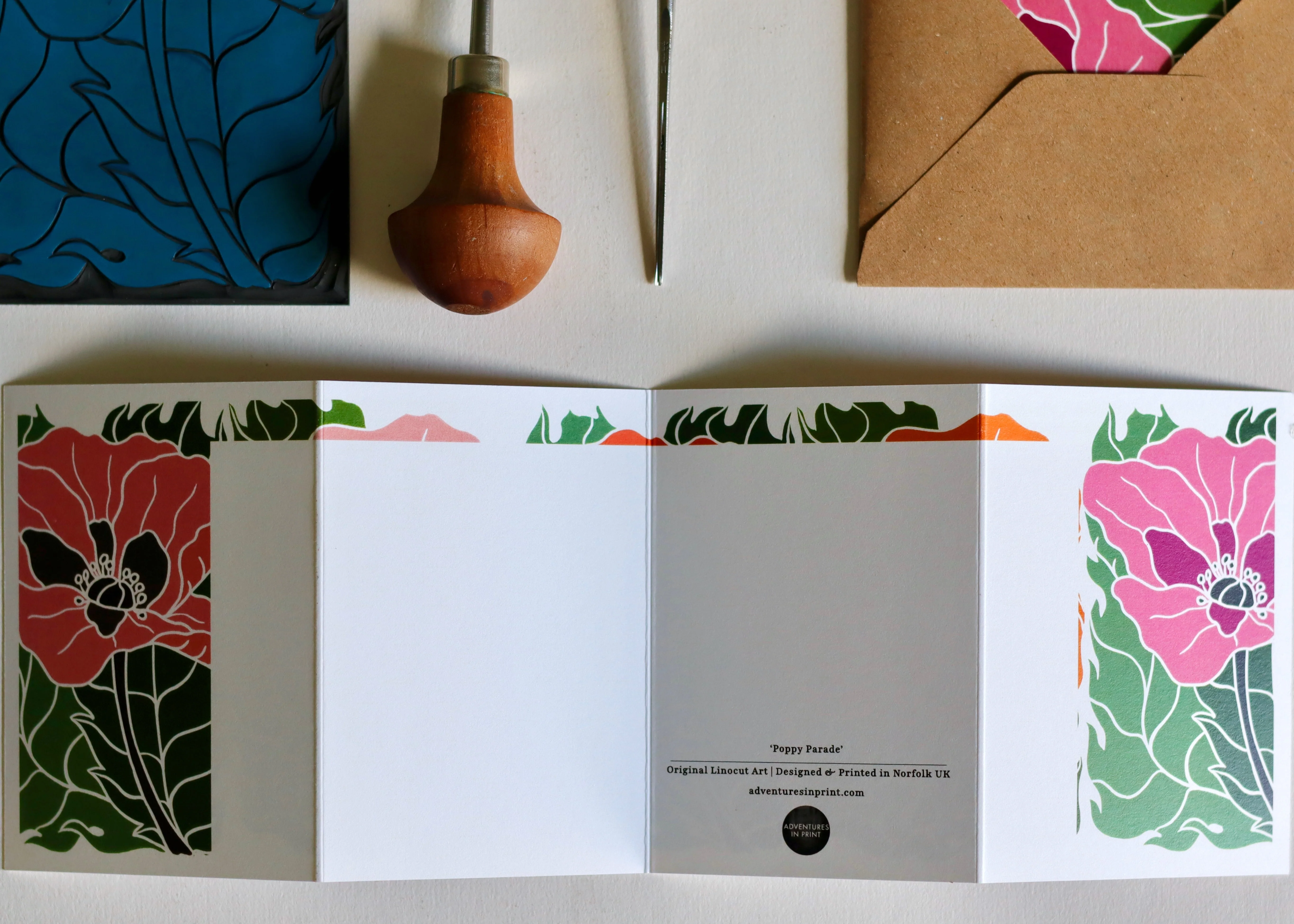 Poppy Parade Garland Card | Single Card & Envelope - Image 4