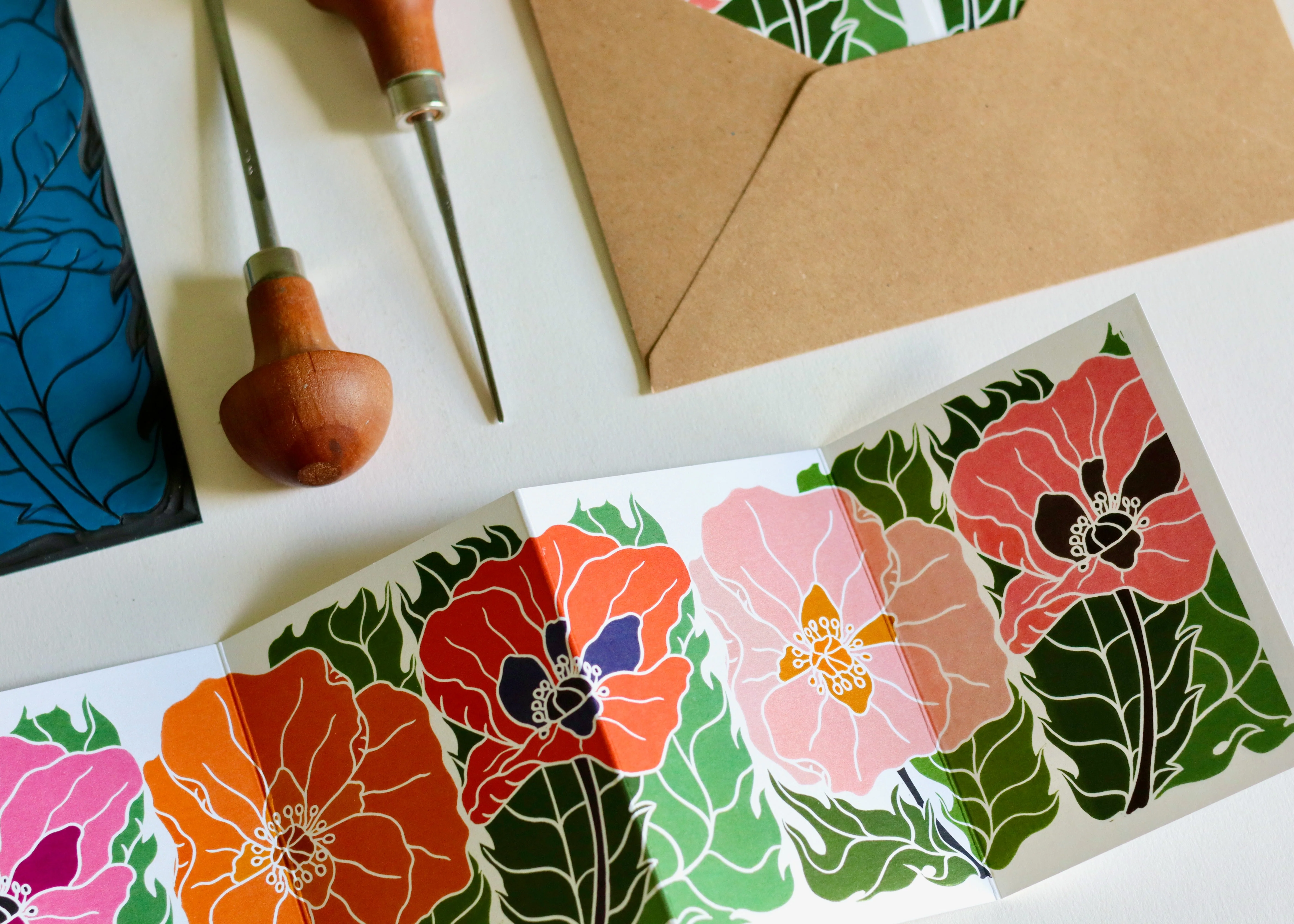 Poppy Parade Garland Card | Single Card & Envelope - Image 6