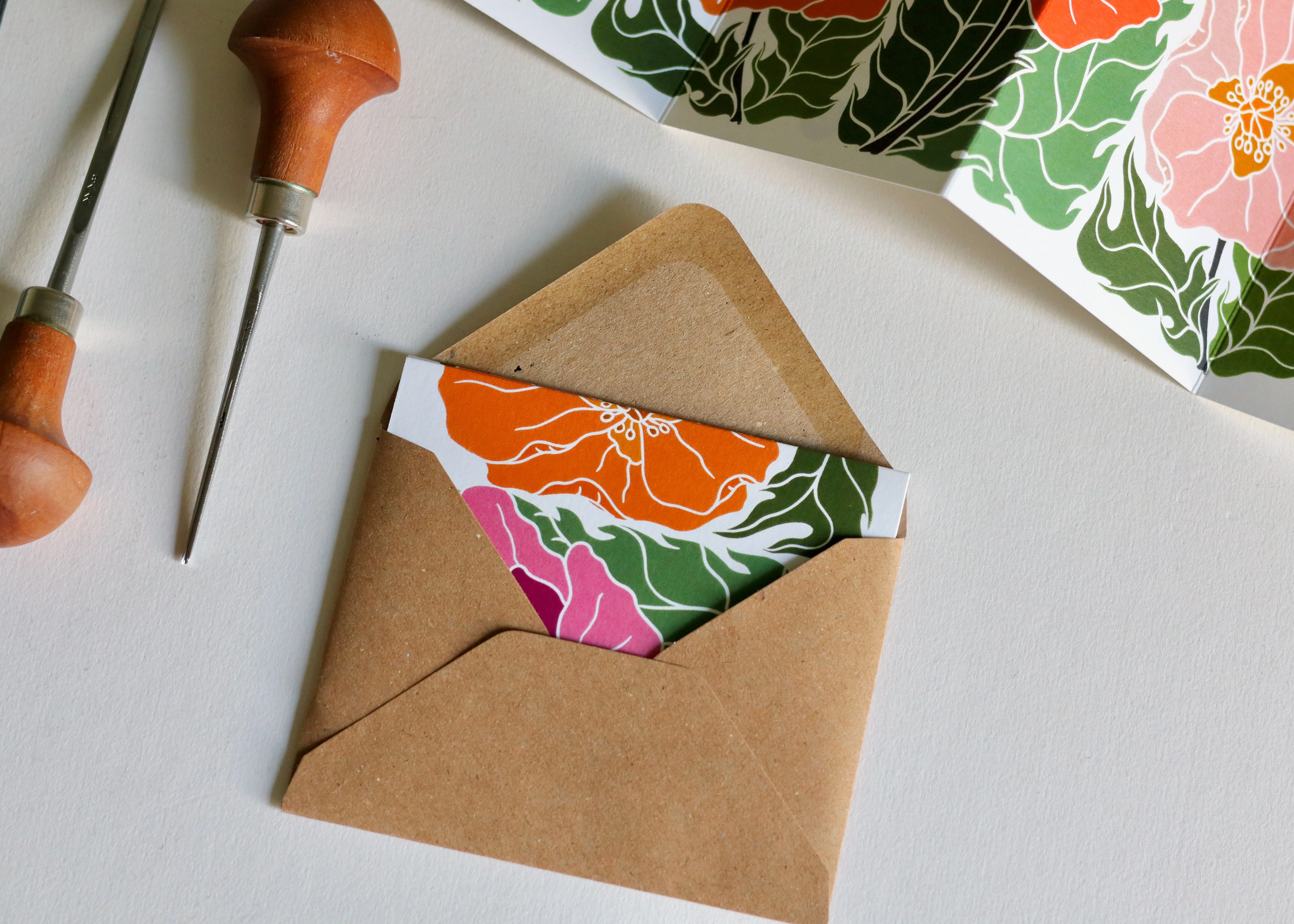 Poppy Parade Garland Card | Single Card & Envelope - Image 9