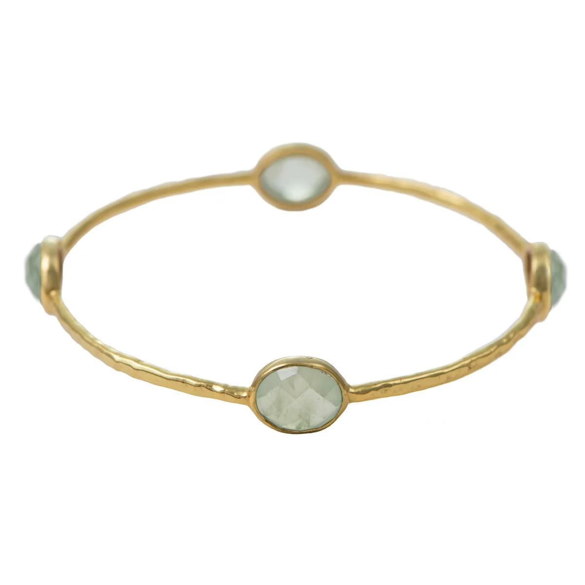 Prehnite Gemstone Bangle in Gold Plated Sterling Silver - Image 2
