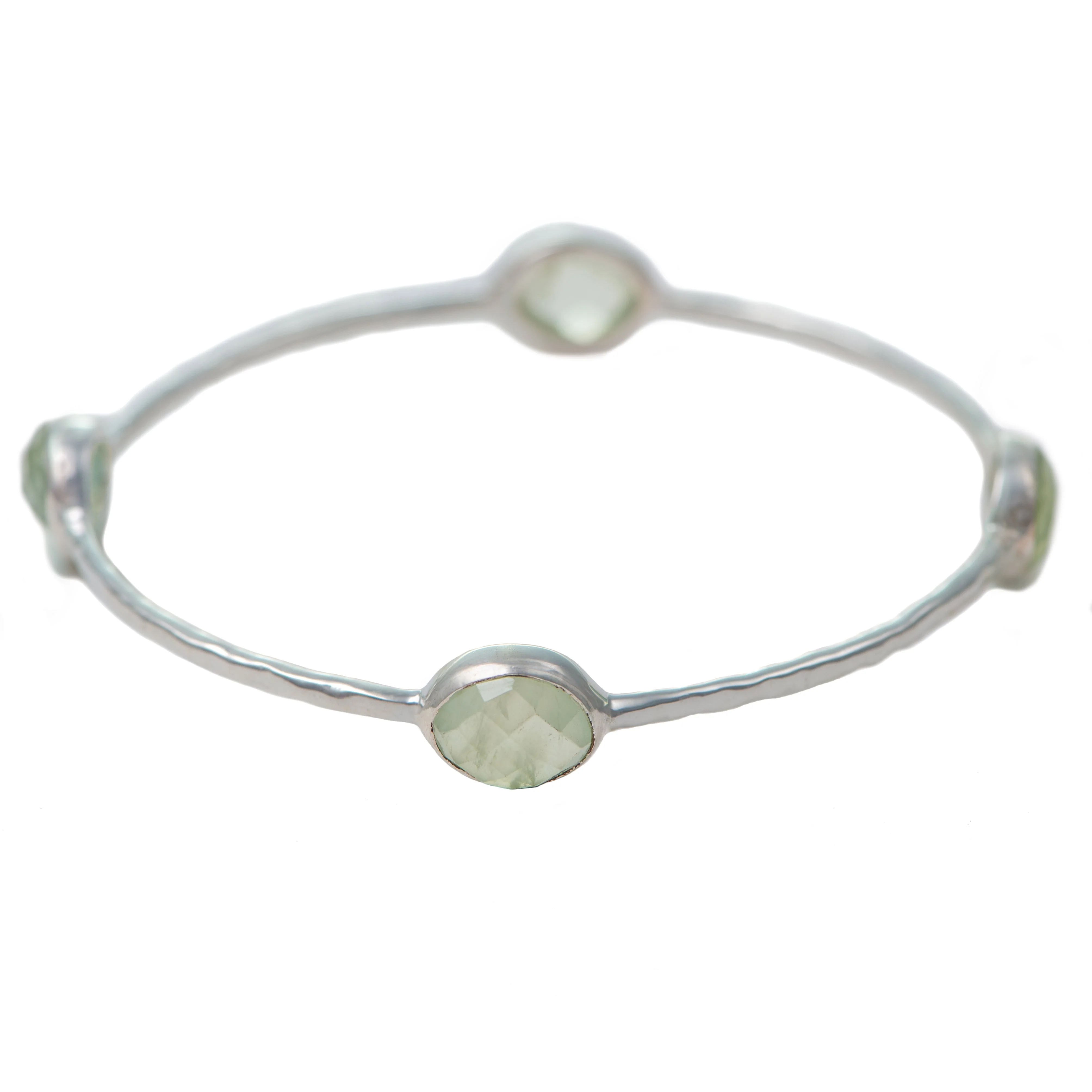 Prehnite Gemstone Bangle in Sterling Silver - Image 2