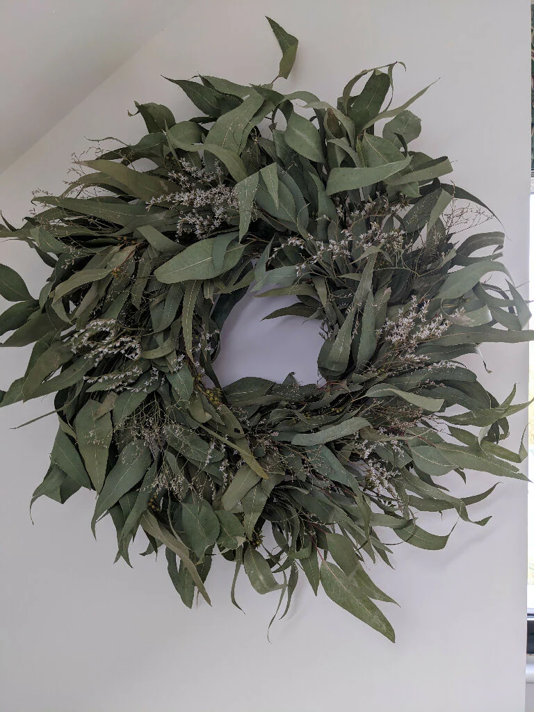Dried Eucalyptus Handmade Wreath With Touch Of Statice - Image 7