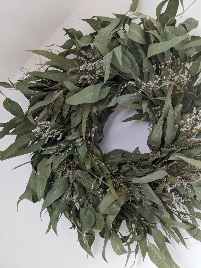 Dried Eucalyptus Handmade Wreath With Touch Of Statice - Image 8