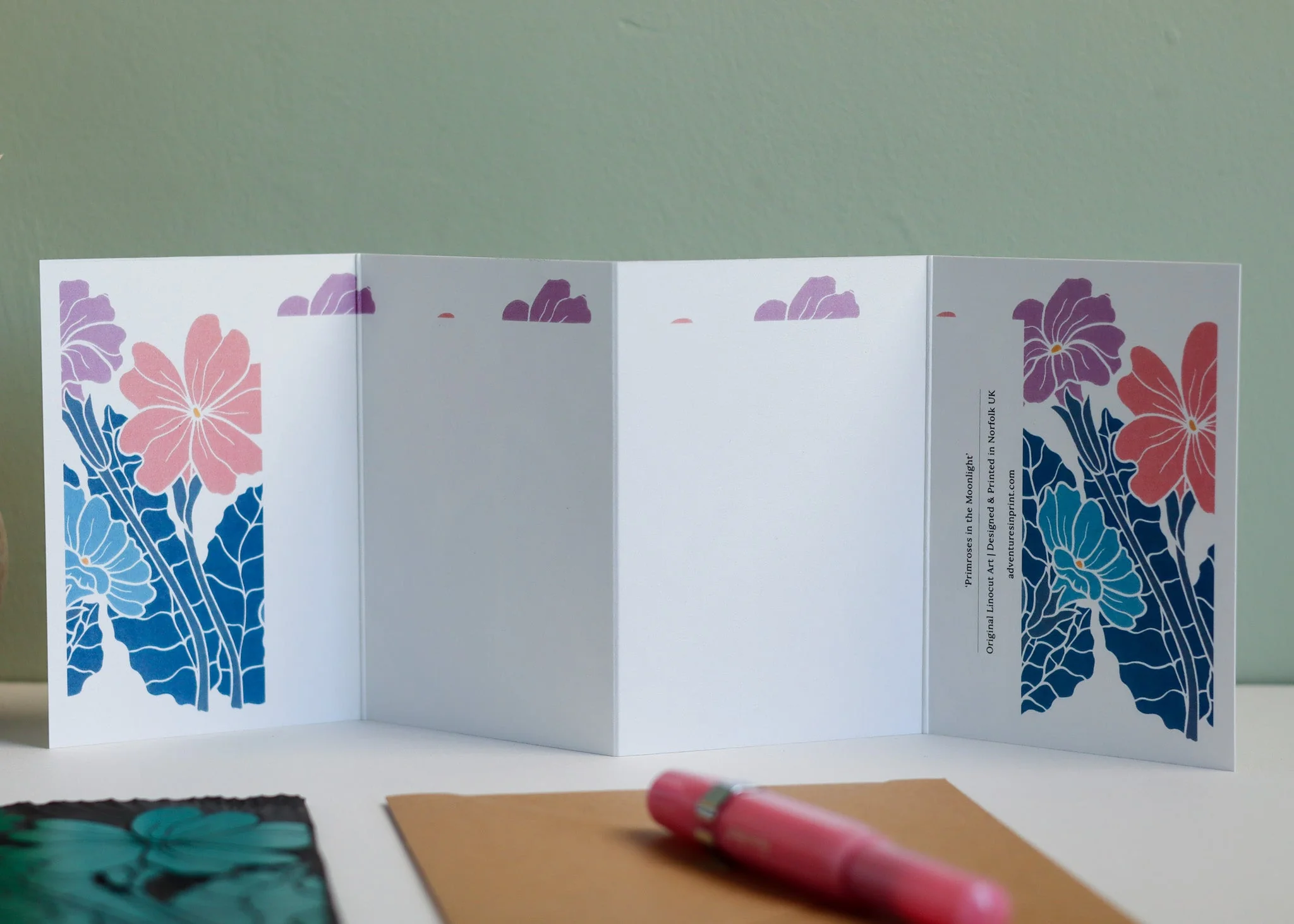 Primroses in Moonlight Garland Card | Single Card & Envelope - Image 3