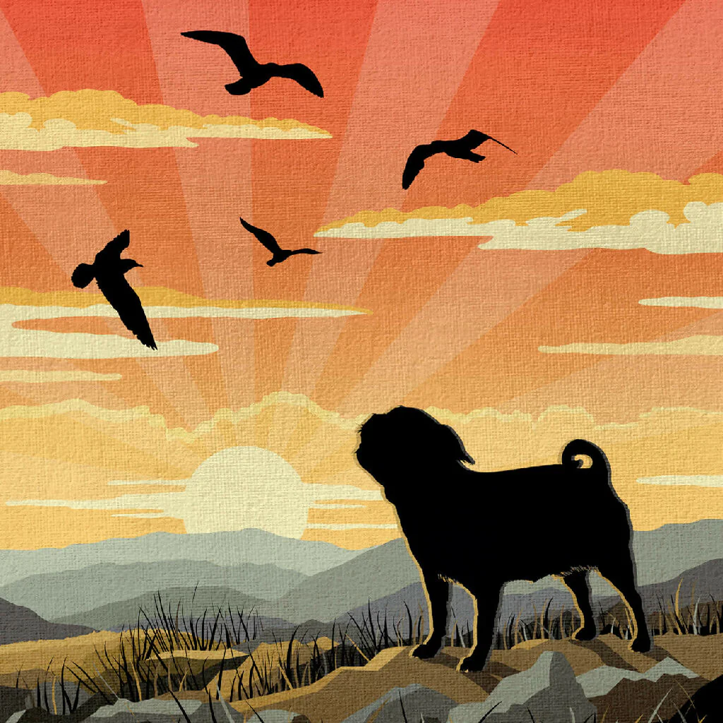 PUG ‘WAGGY TAILS’ LIMITED EDITION ART PRINT - Image 7