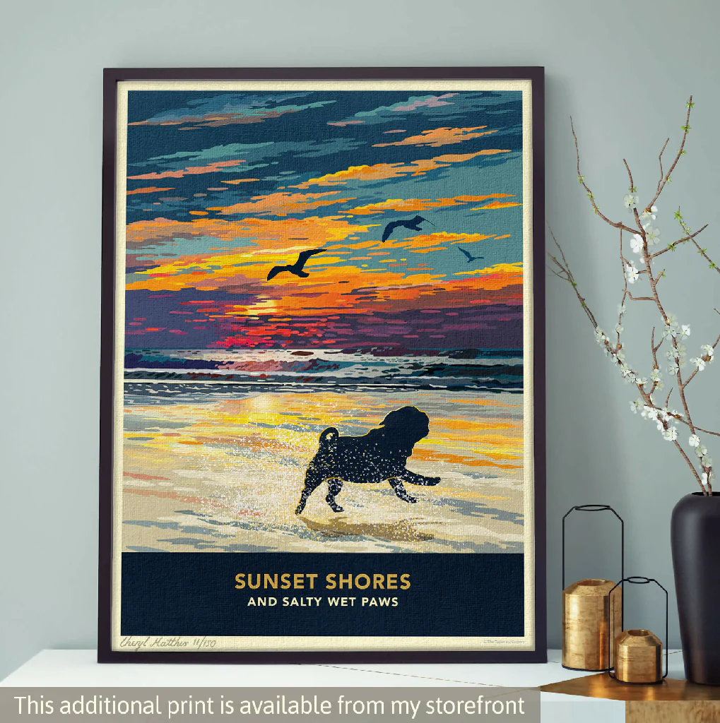 PUG ‘WAGGY TAILS’ LIMITED EDITION ART PRINT - Image 8