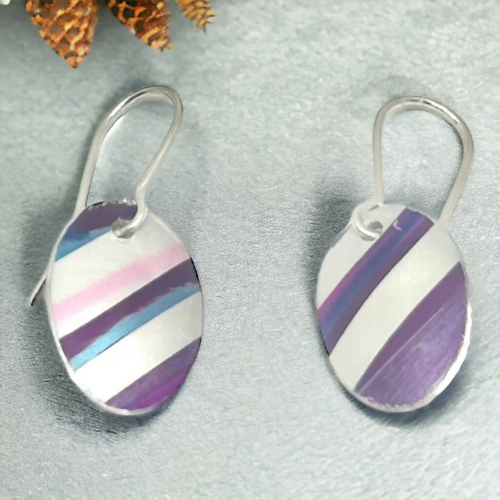 Purple Clematis Inspired Aluminium Earrings - Image 2