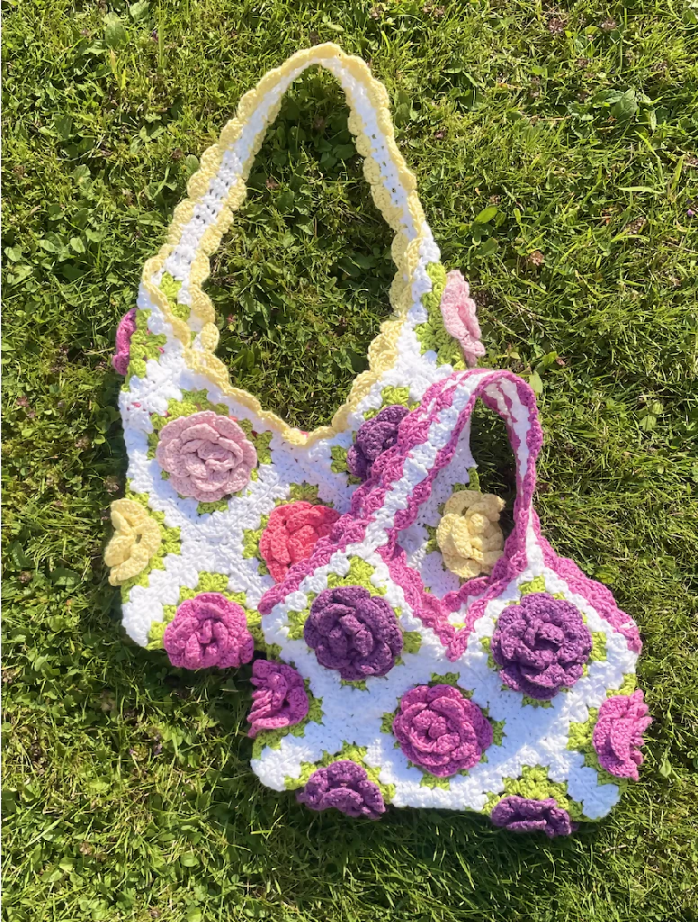 Purple Rose Garden 3D Flower Shoulder Bag - Image 4