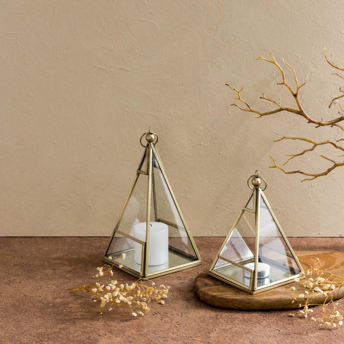 Pyramid Glass Candle & Tealight Holders - Image 4