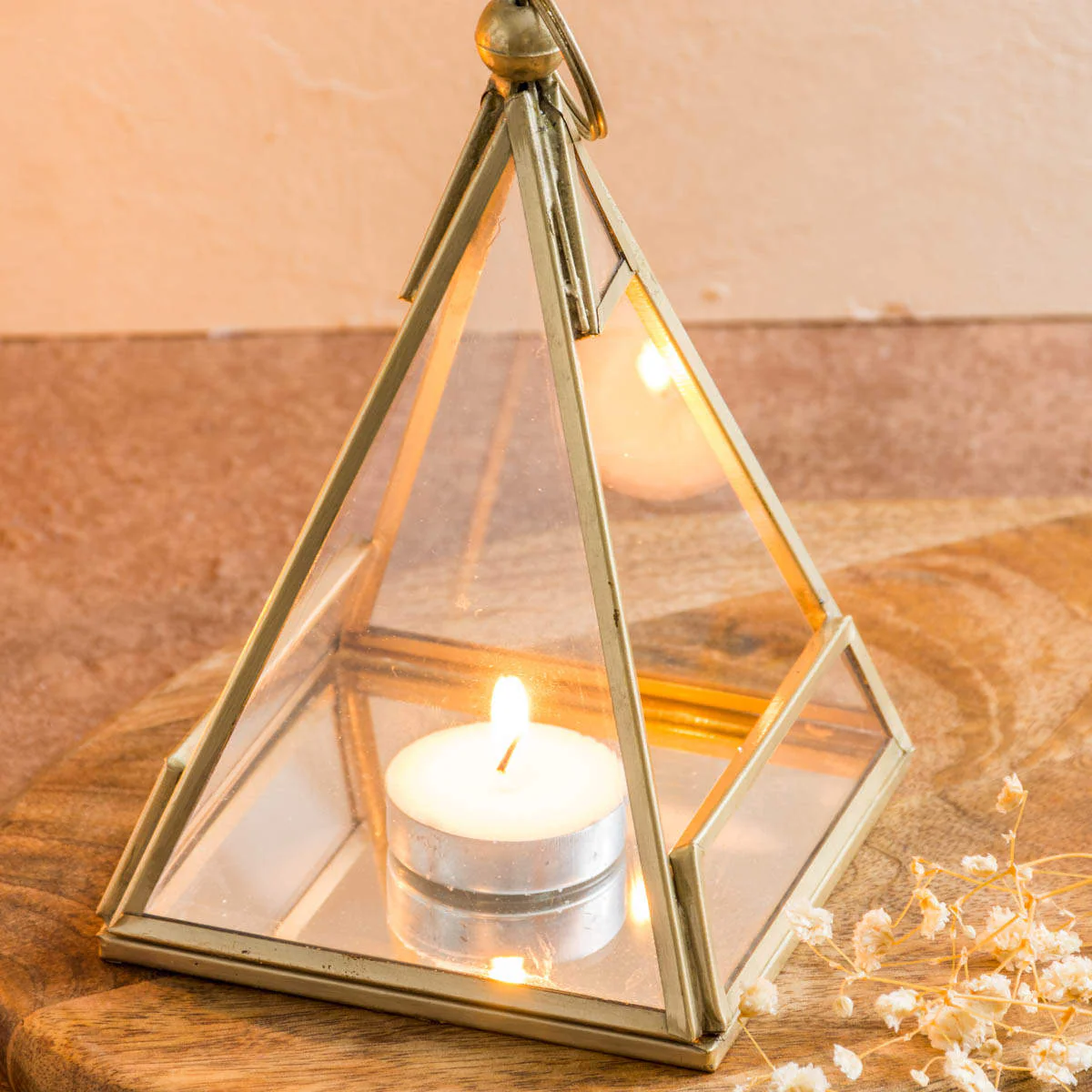 Pyramid Glass Candle & Tealight Holders - Image 5
