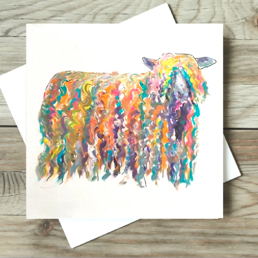 Rainbow Longwool Sheep Card | Birthday, Blank, Thank You or Congrats - Image 3