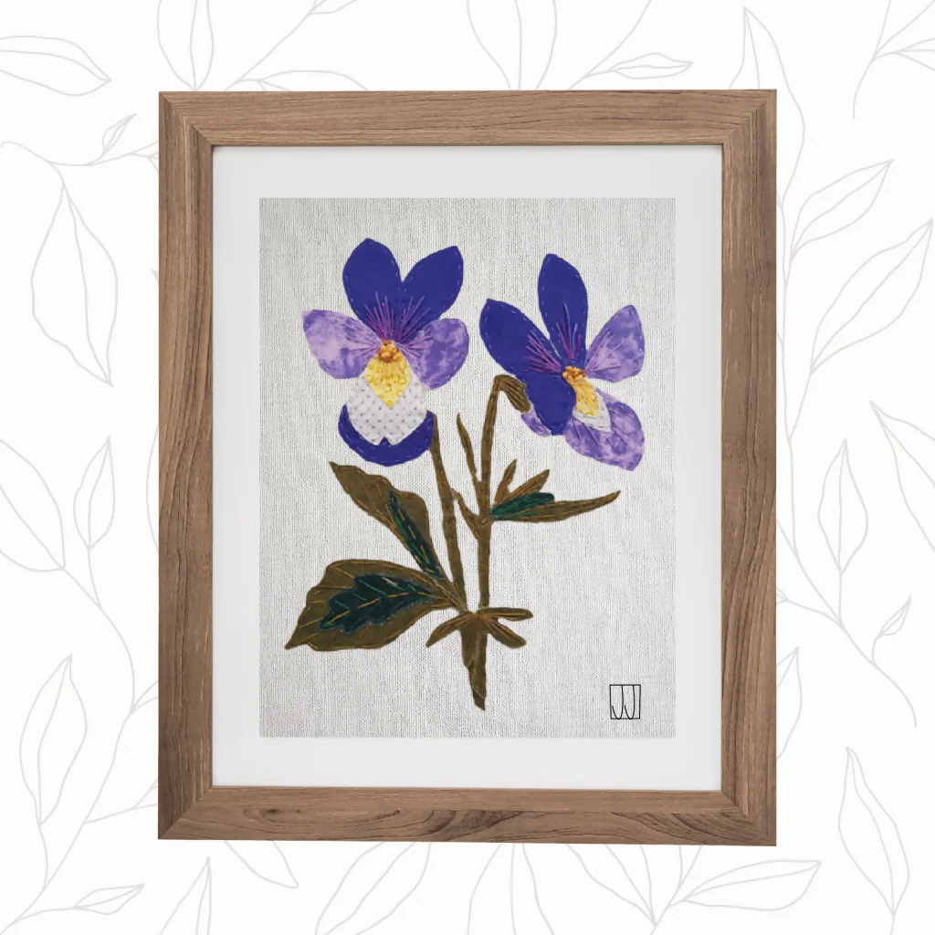Raw Edge Appliqué Stitch Kit - Wild Pansy - Image 2