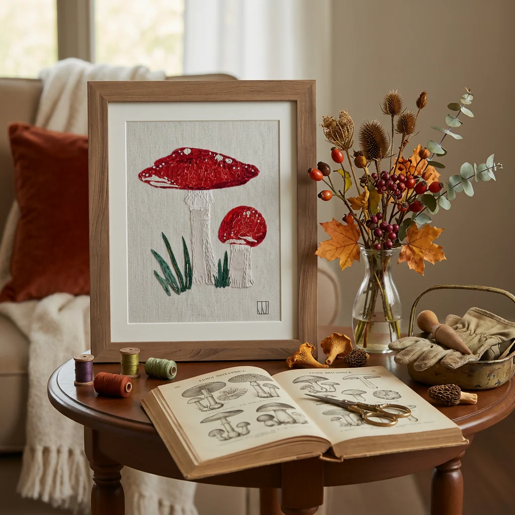 Raw Edge Appliqué Stitch Kit - Woodland Toadstools