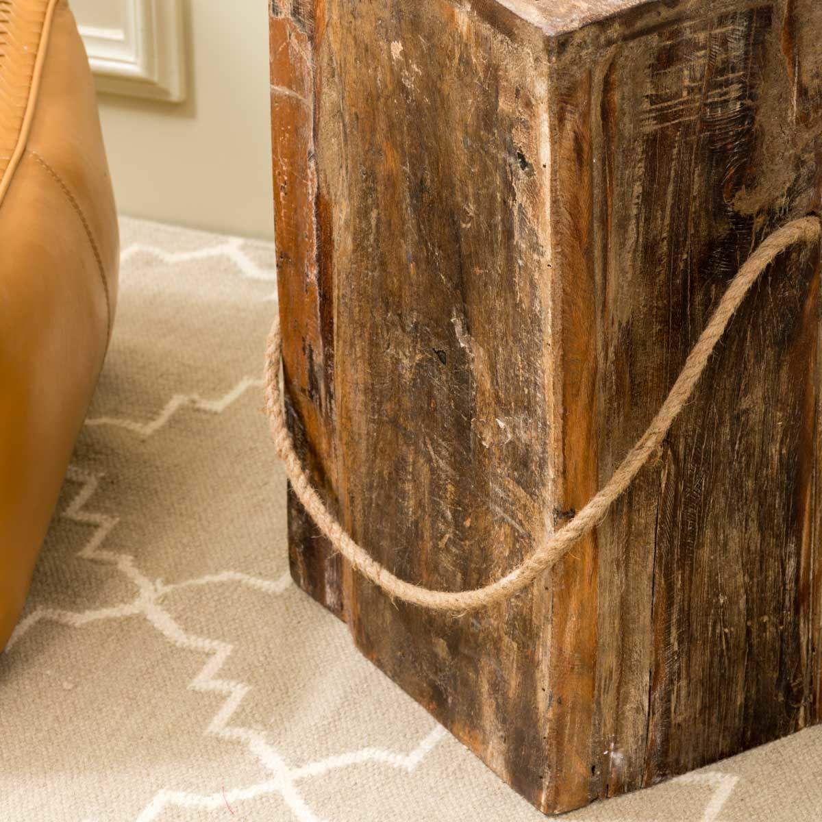 Distressed Wood Design Block Side Table - Small - Image 5