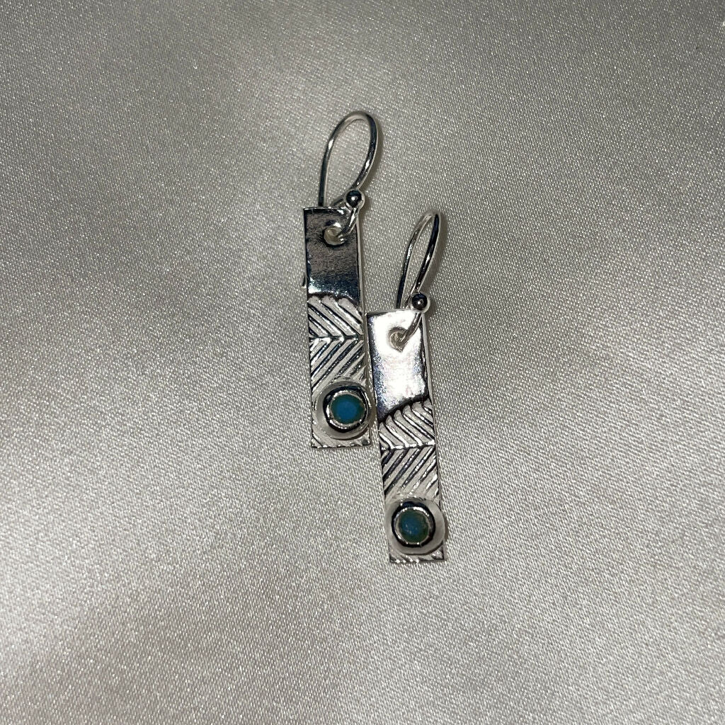 Rectangle Geometric Sterling Silver Fine Earrings - Image 3