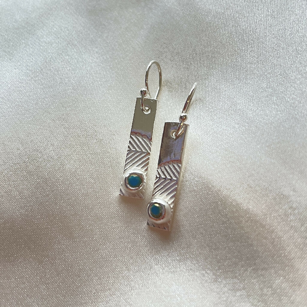 Rectangle Geometric Sterling Silver Fine Earrings - Image 4