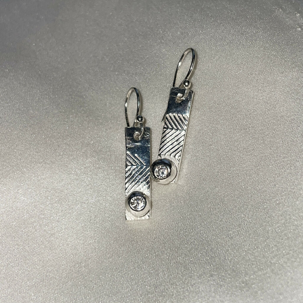 Rectangle Geometric Sterling Silver Fine Earrings - Image 5