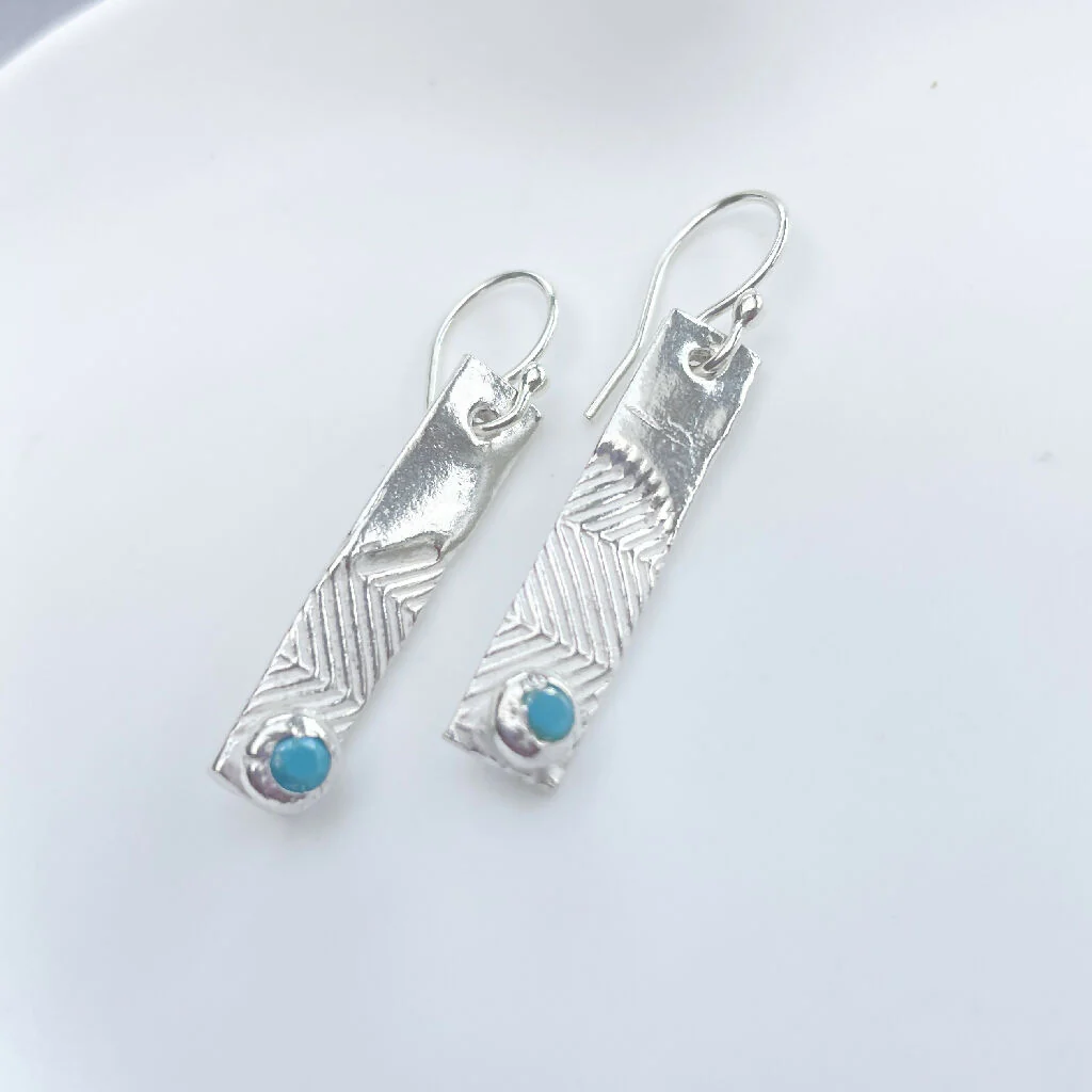Rectangle Geometric Sterling Silver Fine Earrings - Image 7
