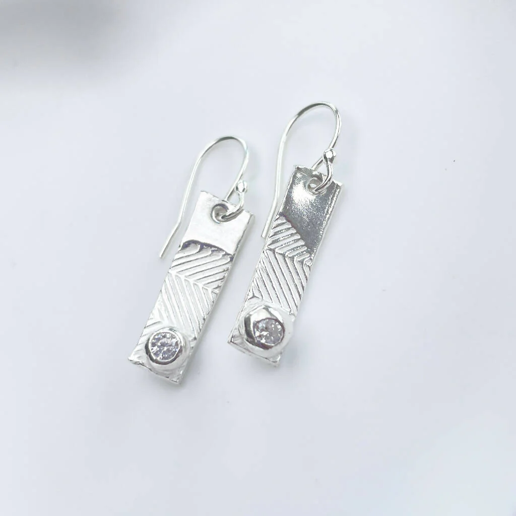 Rectangle Geometric Sterling Silver Fine Earrings - Image 8