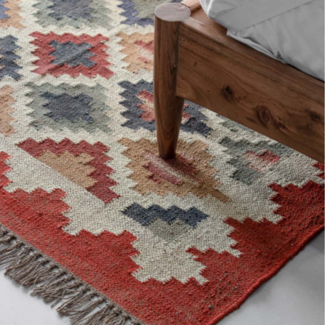 Rectangular Kilim Rug - Geometric Style - Image 4