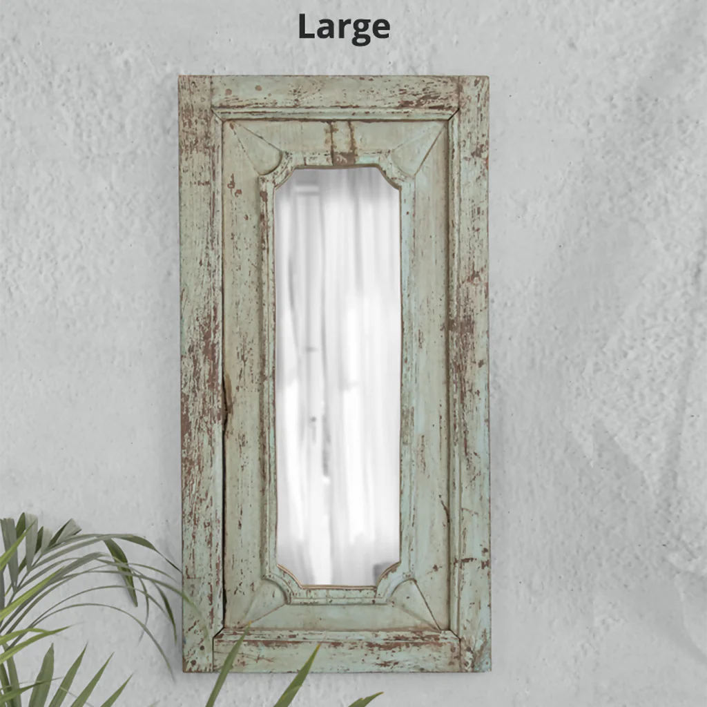 Rectangular Mirror Reclaimed Wood - Teal Green - Image 11