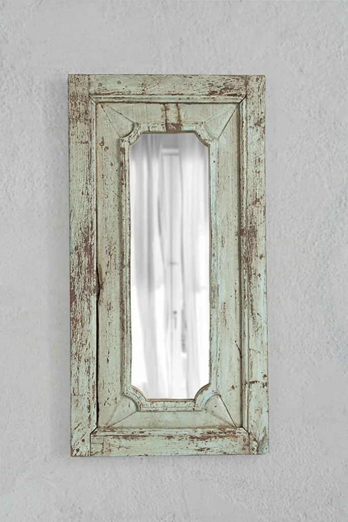 Rectangular Mirror Reclaimed Wood - Teal Green - Image 12