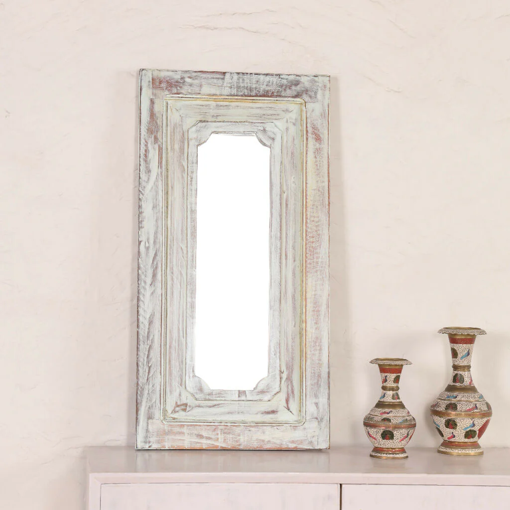 Rectangular Mirror Reclaimed Wood - Teal Green - Image 4