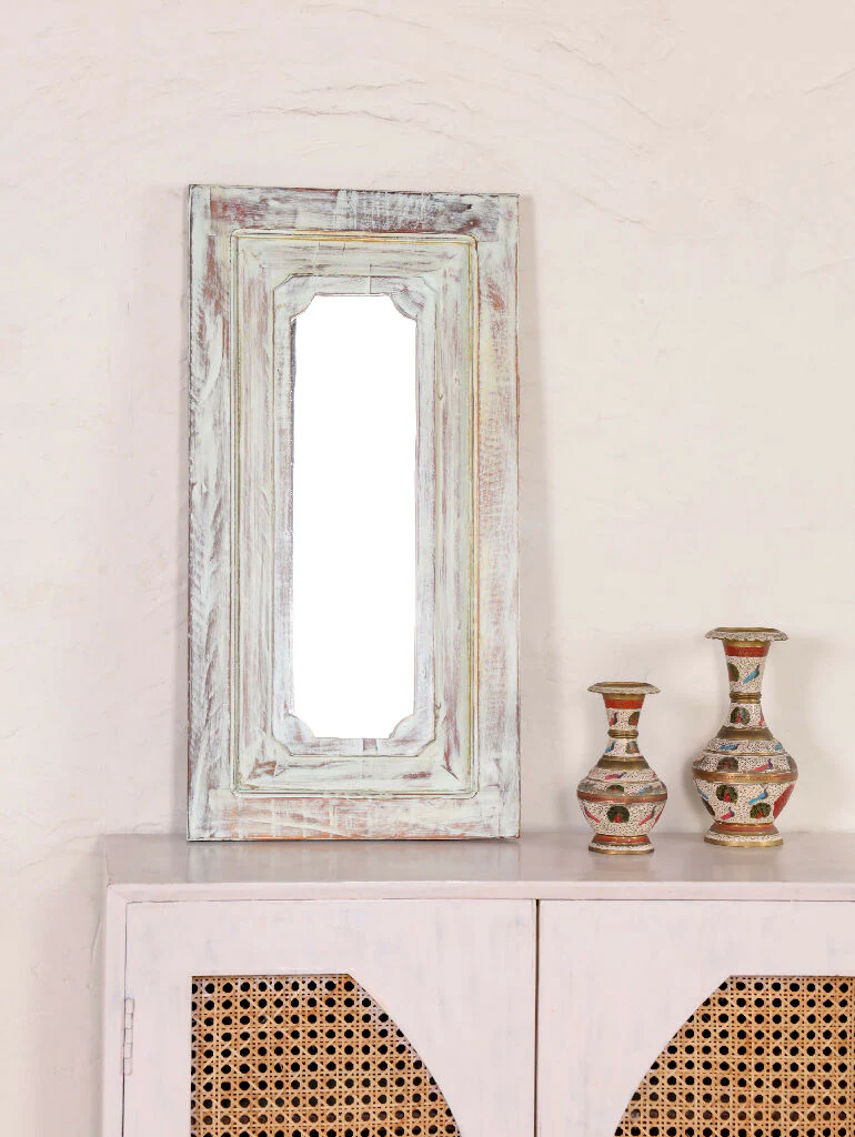 Rectangular Mirror Reclaimed Wood - Teal Green - Image 9