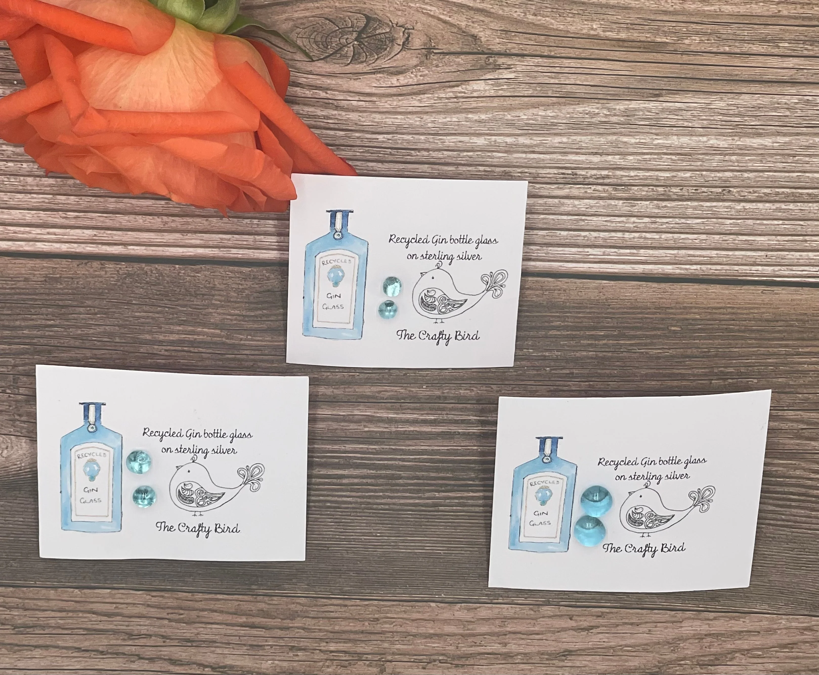 Recycled Gin Bottle Earrings & Candle Gift Box - Image 3