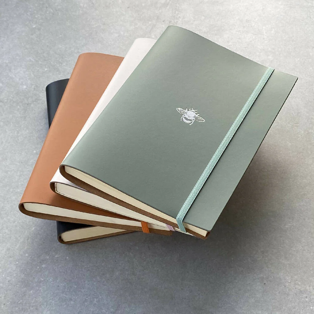 Recycled Leather Address Book with Bee Motif - Image 5