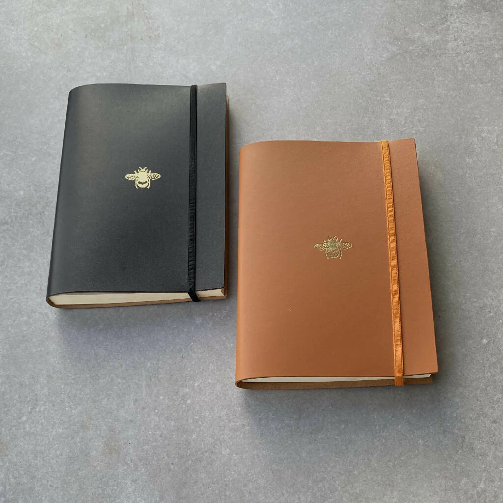 Recycled Leather Journal with Bee Motif - Image 5