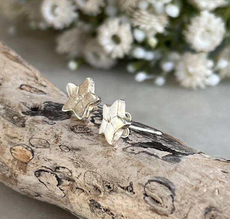 Wildflower ~ Recycled fine silver Flower Stud Earrings
