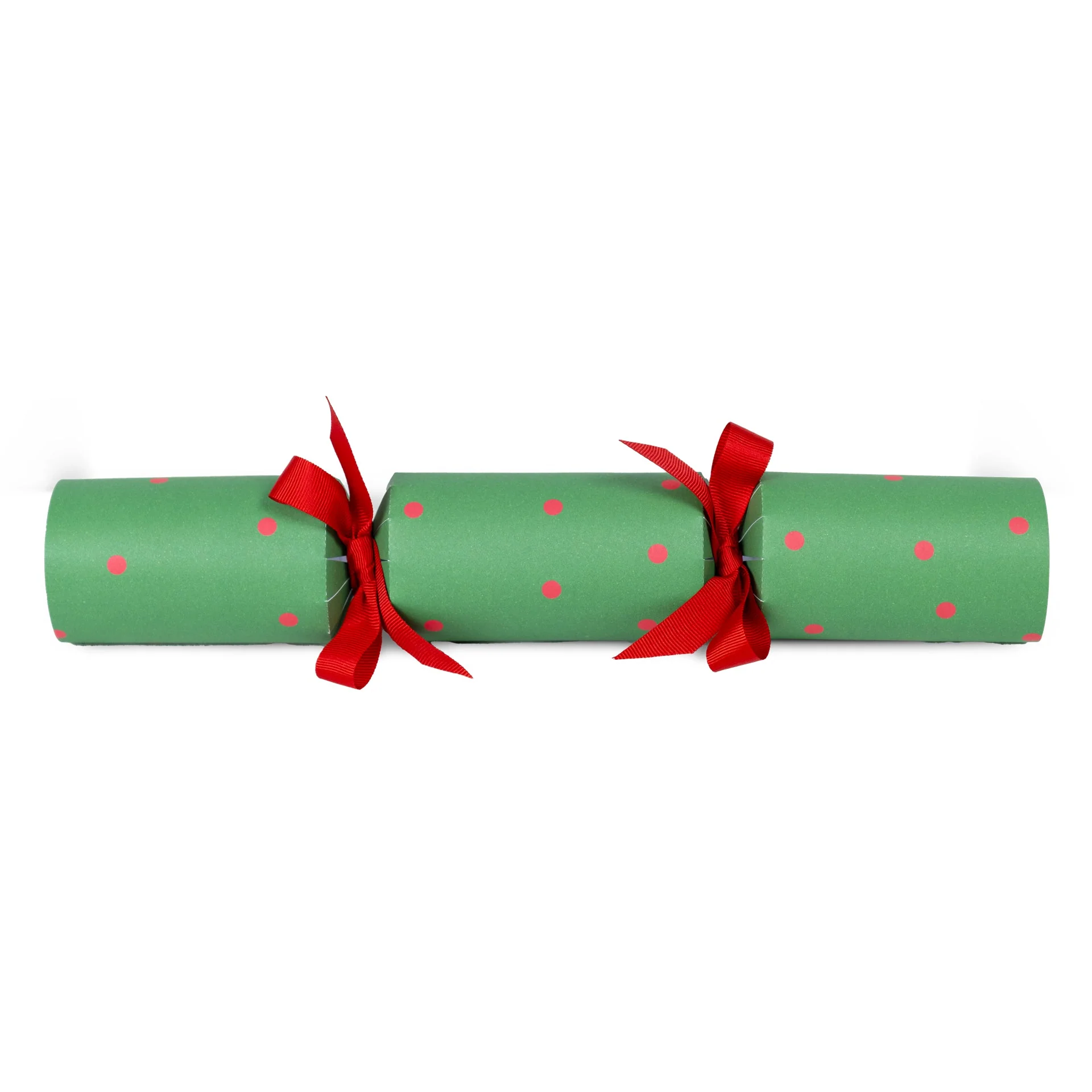 Red and green polka dot Christmas cracker - Image 4