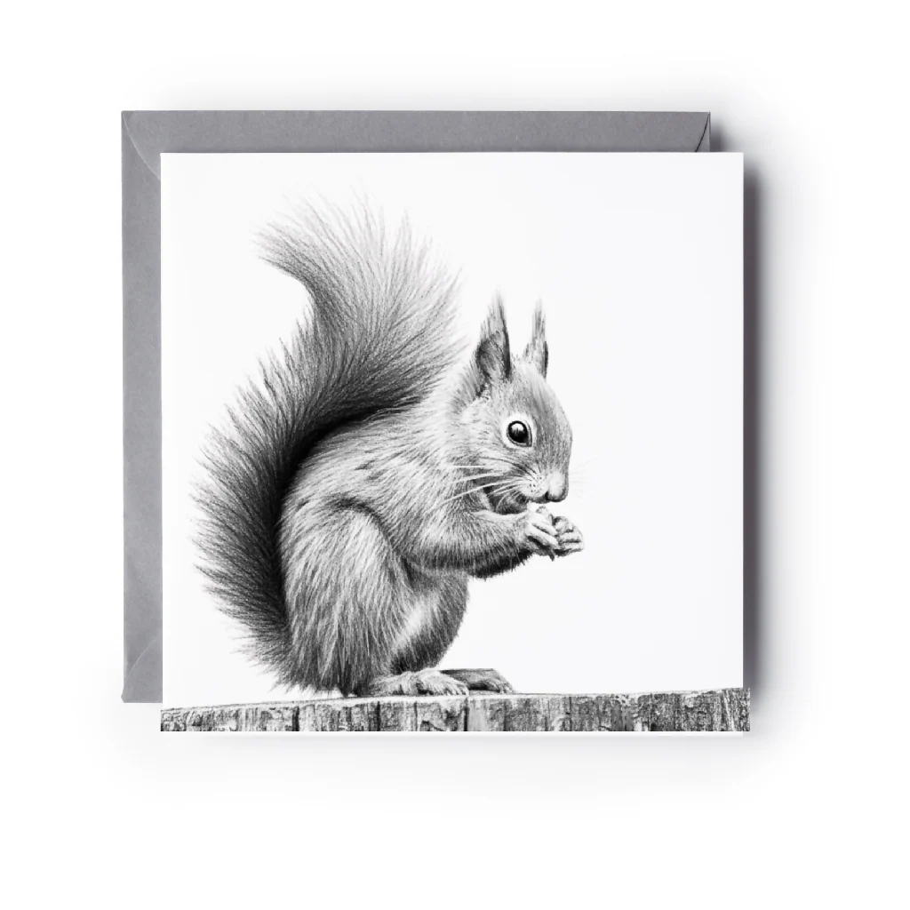 Red Squirrel Hand Drawn Card – Cute Woodland Wildlife Illustration Greeting Card - Image 2