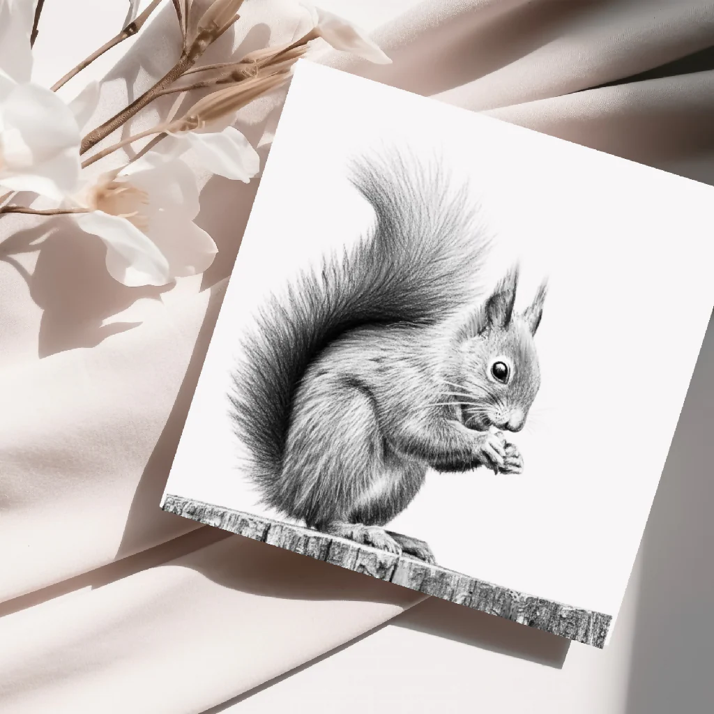 Red Squirrel Hand Drawn Card – Cute Woodland Wildlife Illustration Greeting Card - Image 3