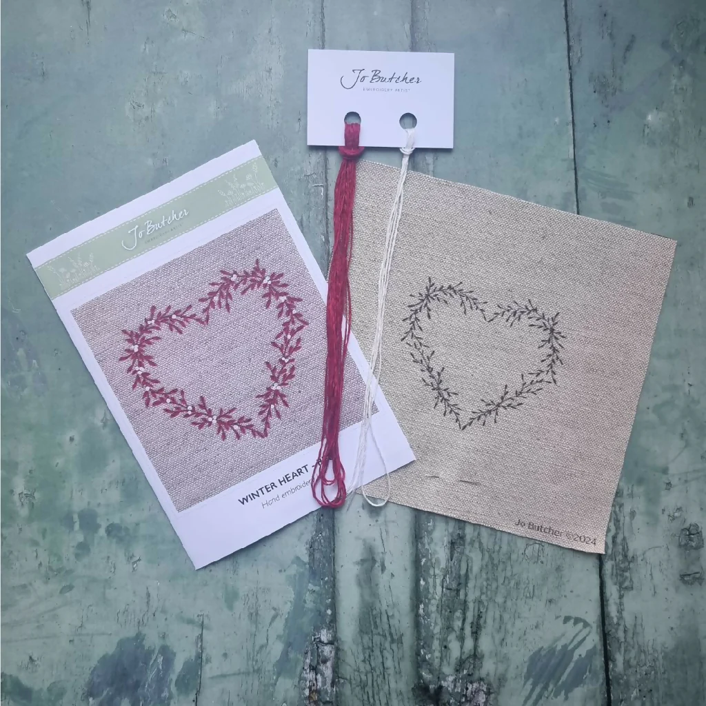 Red Winter Heart Embroidery Kit - Image 2